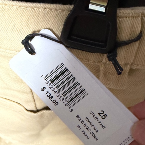 WeWoreWhat Utility Pants Khaki Solid Rigid Denim Zip Pocket Cargo Size 25 NWT - Picture 3 of 4